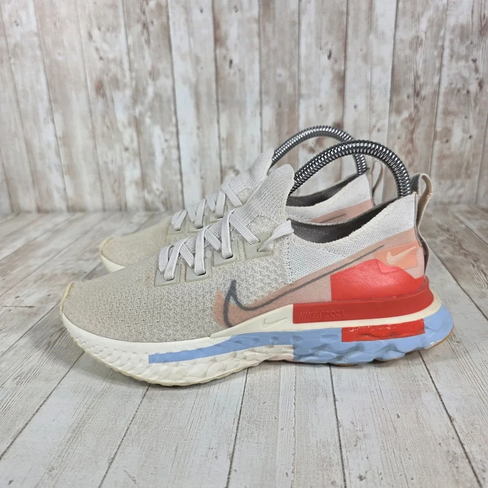 Nike React Infinity Run Flyknit 3 Women's Shoes Light Bone Pink‎ Blue Size 7